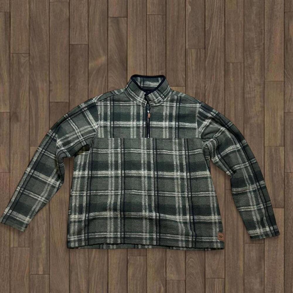 John Wayne Fleece Plaid Quarter Zip Size XL‎